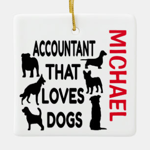 Accountant Loves Dogs カスタム セラミックオーナメント