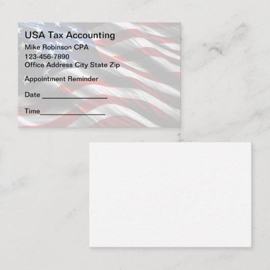 Accountant Patriotic Appointment Reminder 予約カード (正面/裏面)