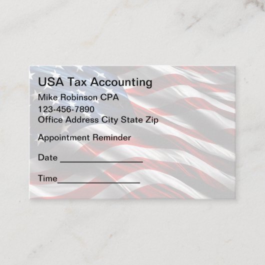 Accountant Patriotic Appointment Reminder 予約カード (正面)