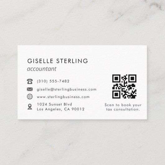 Accountant QR Code Luxury Black Elegant 名刺 (裏面)