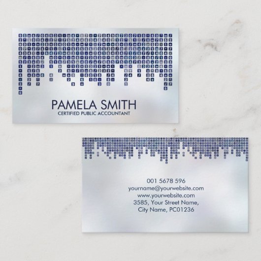 Accountant Services – 青い数字パターン 名刺 (正面/裏面)