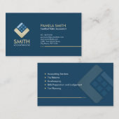 Accountant Services - Indigo Blue and Beige 名刺 (正面/裏面)