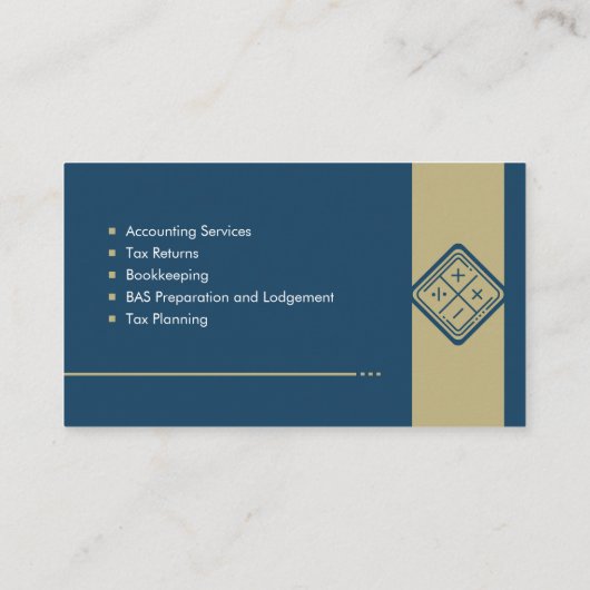 Accountant Services - Indigo Blue and Beige 名刺 (裏面)