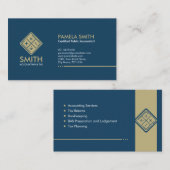 Accountant Services - Indigo Blue and Beige 名刺 (正面/裏面)
