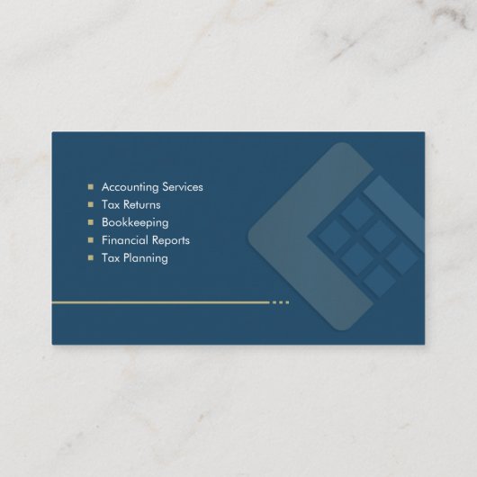 Accountant Services - Indigo Blue and Beige 名刺 (裏面)