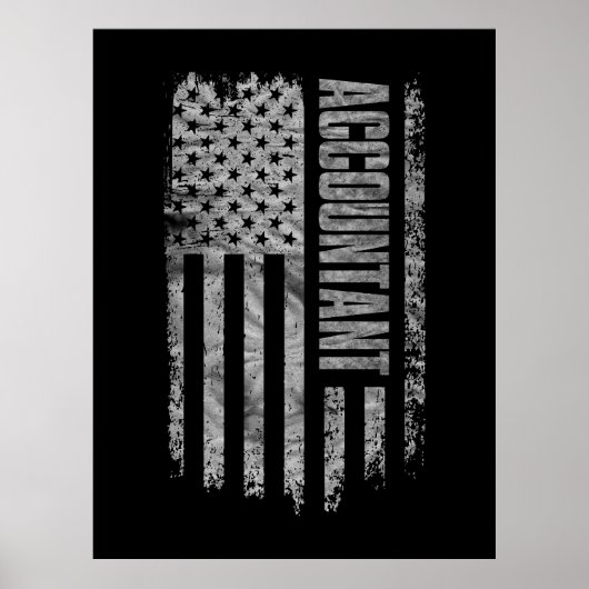 Accountant USA Flag Distressed design ポスター (正面)