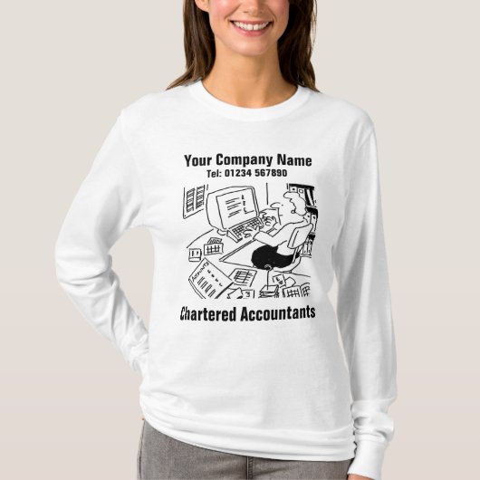 Accountant Working in the Office Cartoon Tシャツ (正面)