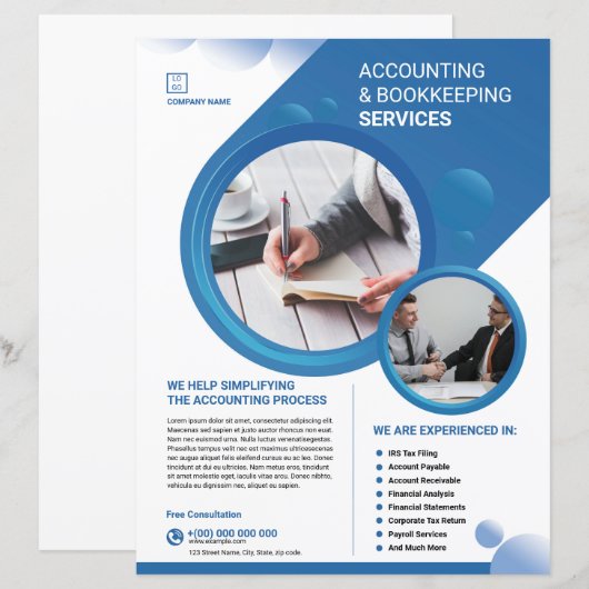 Accounting and Bookkeeping Service Flyer Template (正面/裏面)