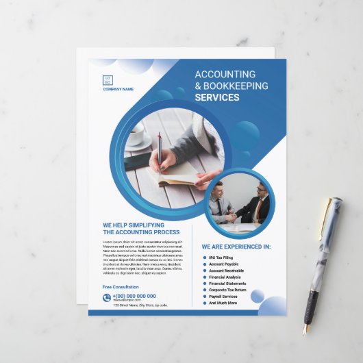 Accounting and Bookkeeping Service Flyer Template (正面/裏面インサイチュ)