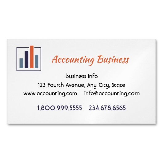 Accounting Bookkeeping  Custom Business  マグネット名刺 (正面)