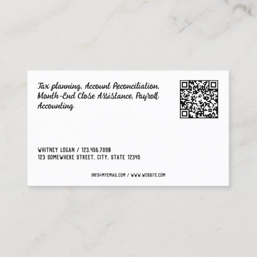 Accounting Bookkeeping QR 名刺 (裏面)