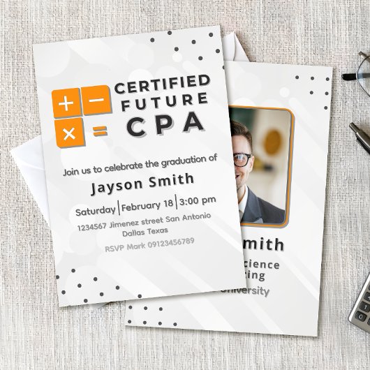 Accounting Graduation with Photo 招待状