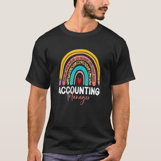 Accounting Manager Leopard Rainbow Accounting Back Tシャツ (正面)