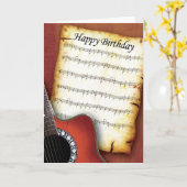 Accousticのギターの誕生日 カード (黄色い花)