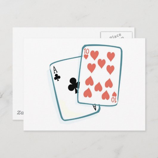 AceとTen ofハートトランプ ポストカード (正面/裏面)