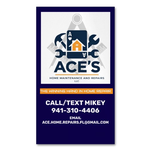ACE Home Maintenance and Repairs Business Card マグネット名刺 (正面縦)