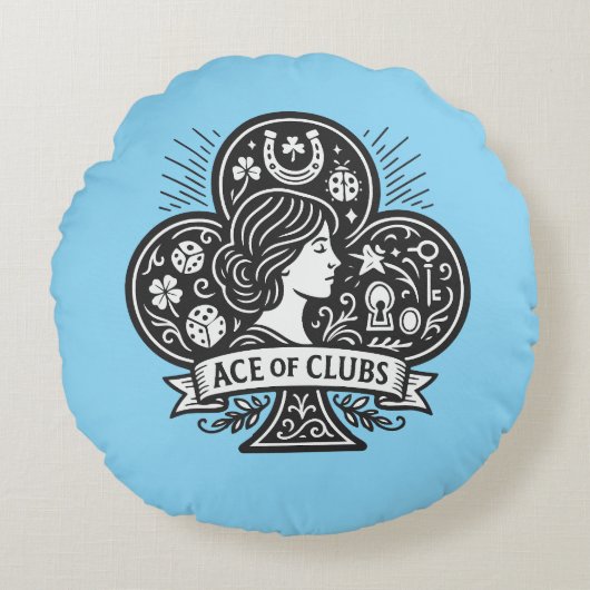 Ace of Clubs — Lady Luck Cameo ラウンドクッション (正面)