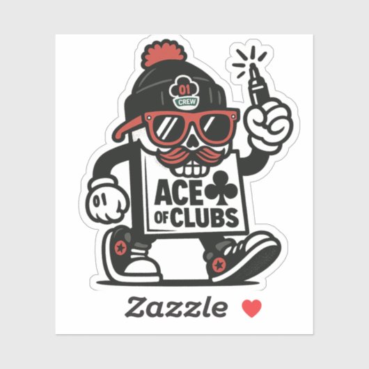 Ace of Clubs Street Mascot — Poker Grind Crew シール (シート)