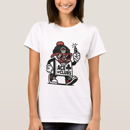 Ace of Clubs Street Mascot — Poker Grind Crew Tシャツ (正面)