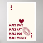 Ace of Hearts Poster Make Love Make Art Typography ポスター (正面)