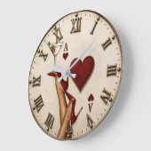 Ace of Hearts Red High Heels Martini Glass ラージ壁時計 (傾斜)