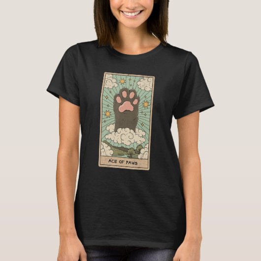 Ace Of Paws かわいい猫の足 虹色 猫グッズ Tシャツ (正面)