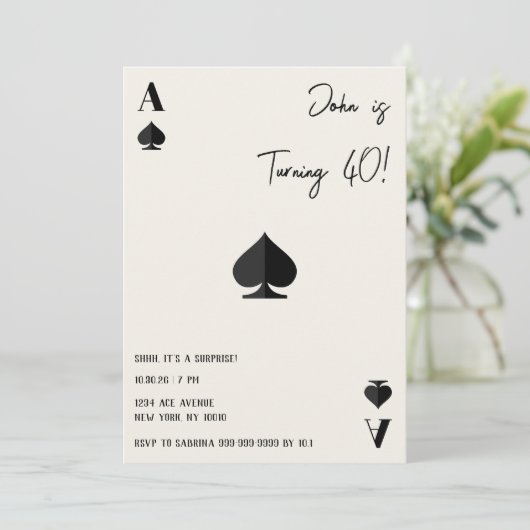 Ace of Spades Birthday Card | Playing Card Party T カード (スタンド正面)