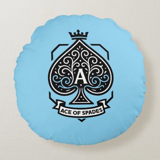 Ace of Spades Crest — Crowned Filigree ラウンドクッション (正面)