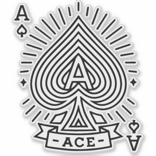 Ace of Spades — Monoline Sunburst Emblem シール (正面)