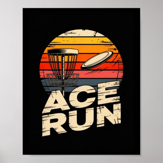 Ace Run Retro Disc Golf Sket Ace Run Sunset  ポスター (正面)