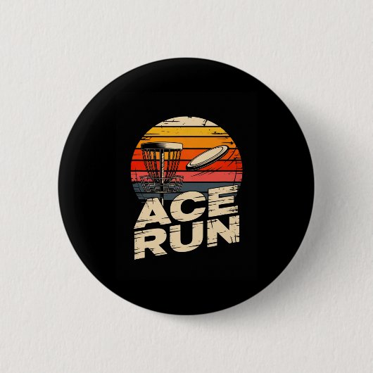Ace Run Retro Disc Golf Sket Ace Run Sunset  缶バッジ (正面)