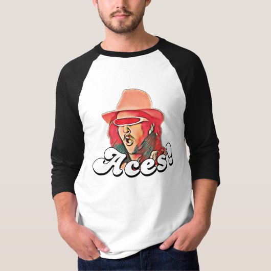 Aces：色、中央のロゴ Tシャツ (正面)