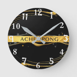 Achempong: オーリック・カスケード | リキッドゴールドの贅沢 ラウンド壁時計