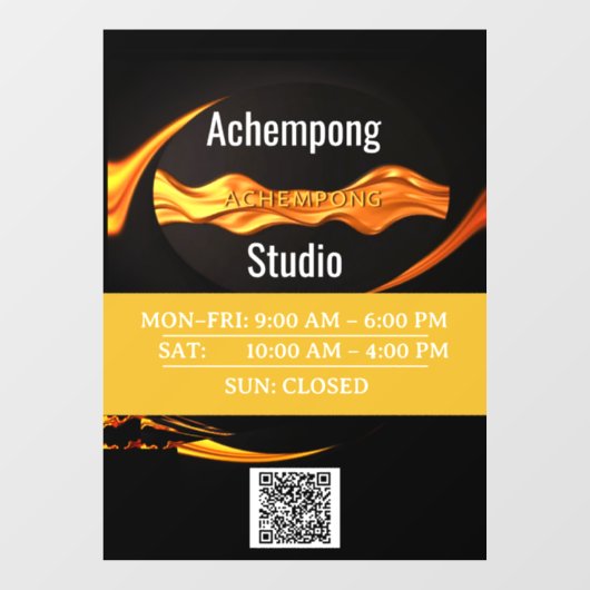Achempong Custom Business Hours Window Decal – Lux ウィンドウサイン (シート)