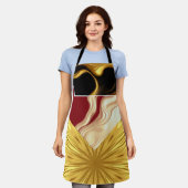 Achempong Designer Apron: Opulent Swirl Crimson Go エプロン (着用した状態)