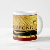Achempong Designer Drinkware: Crimson & Gold Opule ジャンボコーヒーマグカップ (正面右)