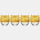 Achempong Designer Drinkware: Crimson & Gold Opule ステムなしワイングラス (正面)