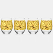 Achempong: Gilded Zenith Opulent Swirl Crimson Art ステムなしワイングラス (左)