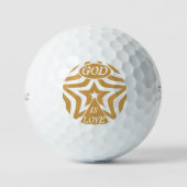 Achempong God Is Love Star Aztec Gold & Black   ゴルフボール (正面)