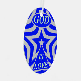 Achempong God Is Love Star Blue Geometric  メタルオーナメント