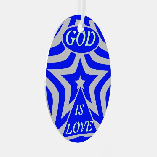 Achempong God Is Love Star Blue Geometric  メタルオーナメント (正面右)
