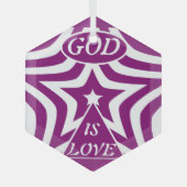 Achempong God Is Love Star Deep Purple Hexagon  ガラスオーナメント (正面)