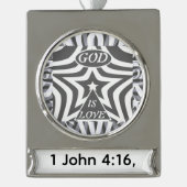 Achempong God Is Love Star Monochrome Faith Home シルバープレートバナーオーナメント (正面)