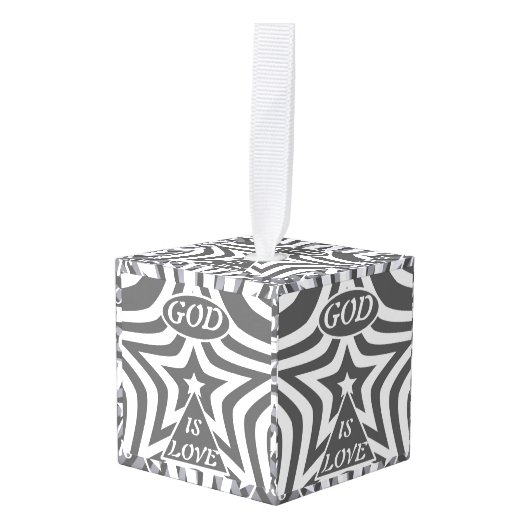 Achempong God Is Love Star Monochrome Spiritual キューブオーナメント (正面アングル)