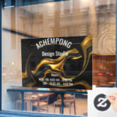 Achempong Luxury Gold Wave Window Cling – Store Ho ウィンドウサイン (カフェ窓)