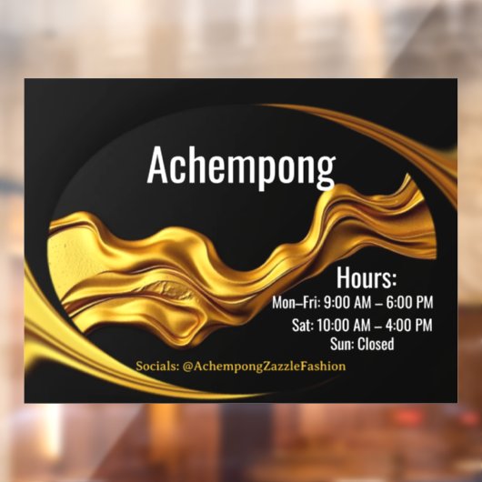 Achempong Personalized Glass Door Decal: Gold Wave ウィンドウサイン (シート2)