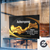 Achempong Personalized Glass Door Decal: Gold Wave ウィンドウサイン (カフェ窓)