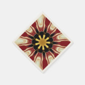 Achempong: Starburst | 深紅と金のラグジュアリー スタンダードカクテルナプキン (角)