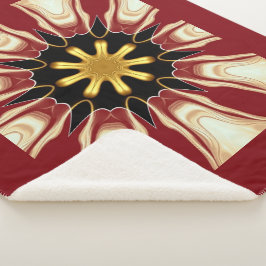 Achempong: Starburst Blanket | Deep Crimson & Gold シェルパブランケット