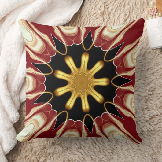 Achempong: Starburst | Deep Crimson Cream Golden B クッション (ブランケット)
